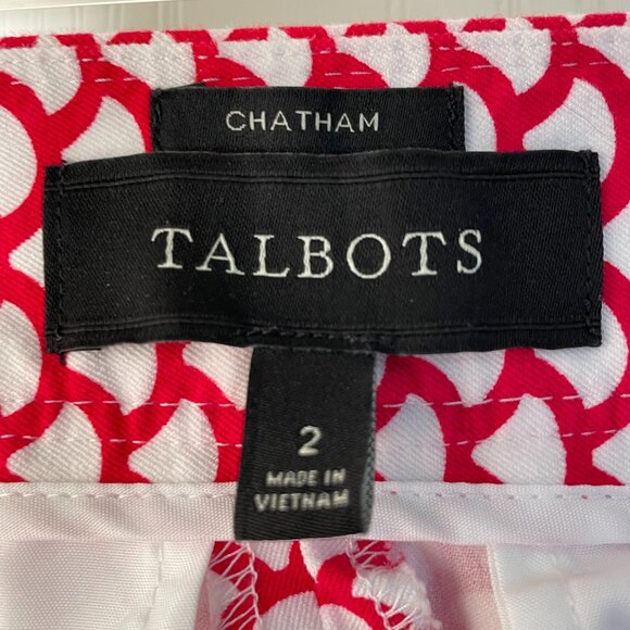 Talbots Womens Size 2 Chatham Straight Leg Side Zip Red/White Ankle Pants - Picture 11 of 11